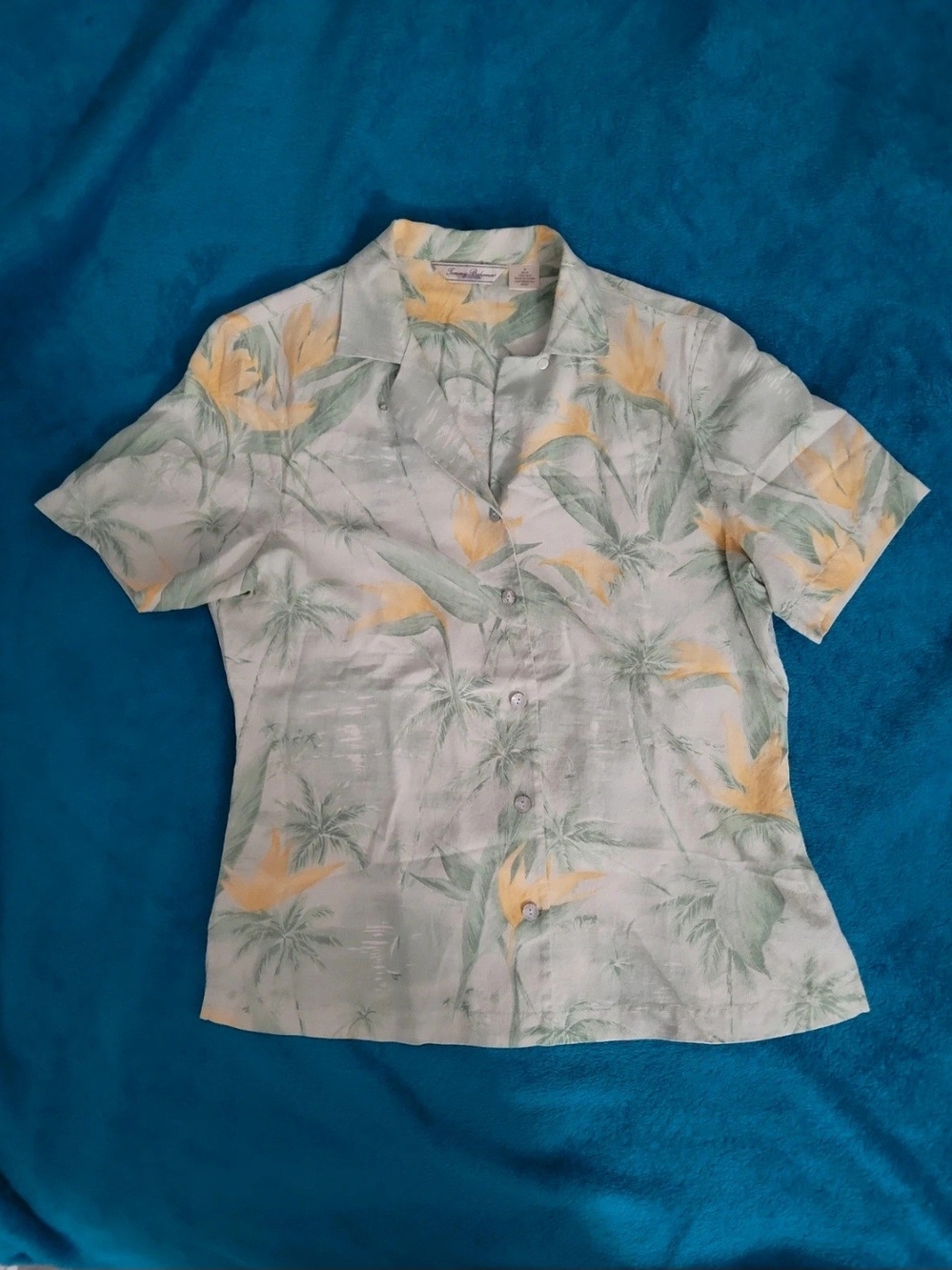Tommy Bahama Women Silk Button Shirt Medium